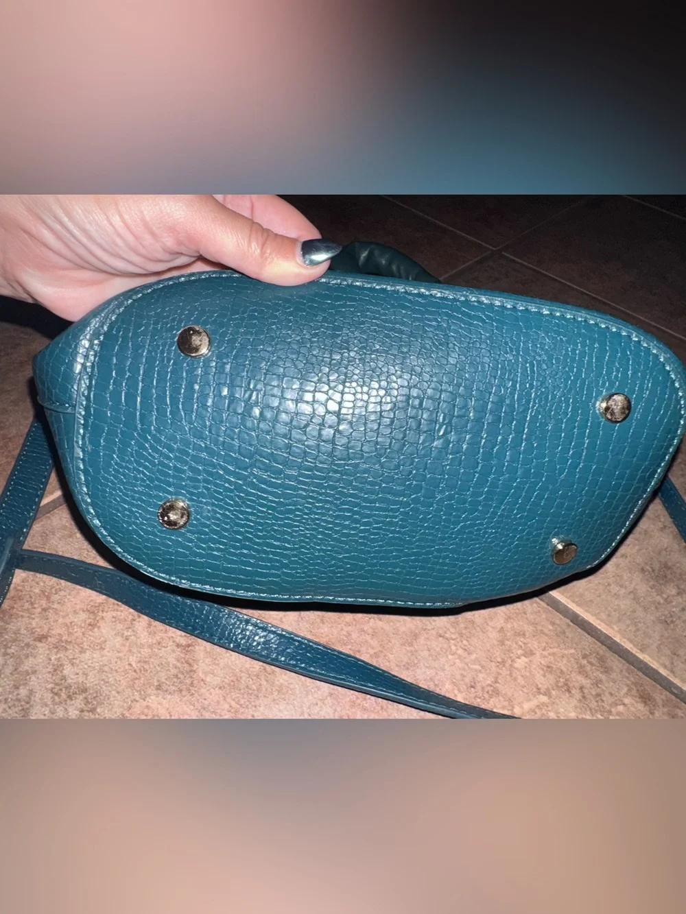Anthropologie Ring Handle Crossbody Bag Hunter Green Gold